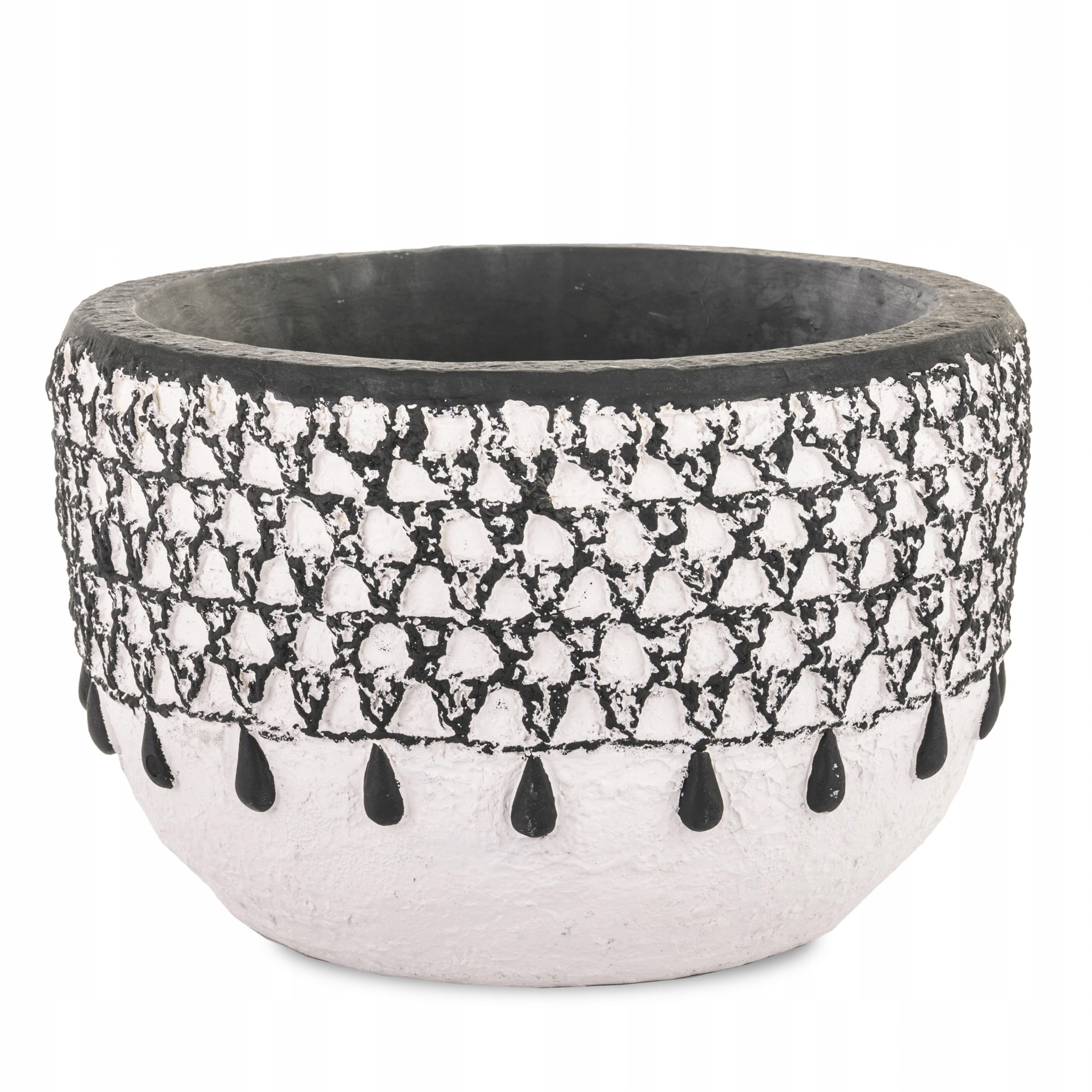 Obal Na Květináč květináč na květiny Boho Retro bílo-černý