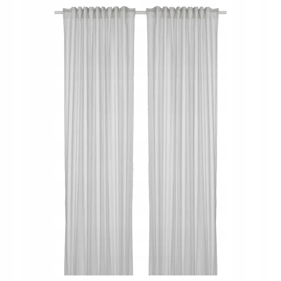 

Ikea Bymott Zasłona 120x300 2szt. Biel Szary Paski