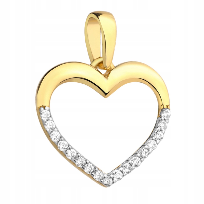 Zlatý Přívěsek pr. 585 Srdce s zirkony 14k