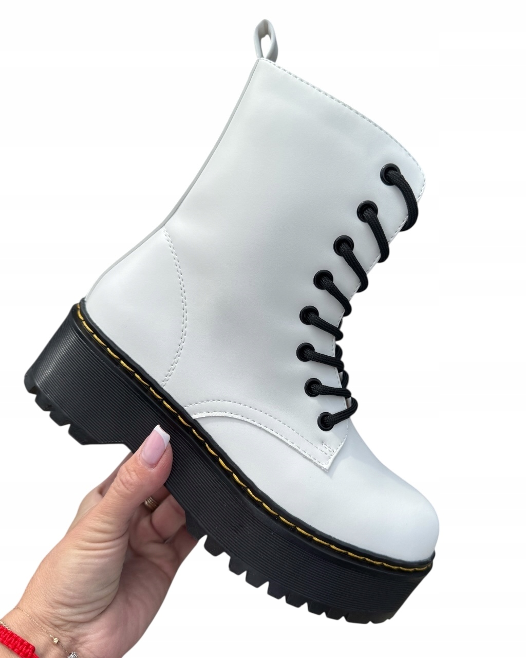 Pevné Kotníkové Boty Na Platformě Kanady Bílé Eko Kůže Boty Pro Mládež 36