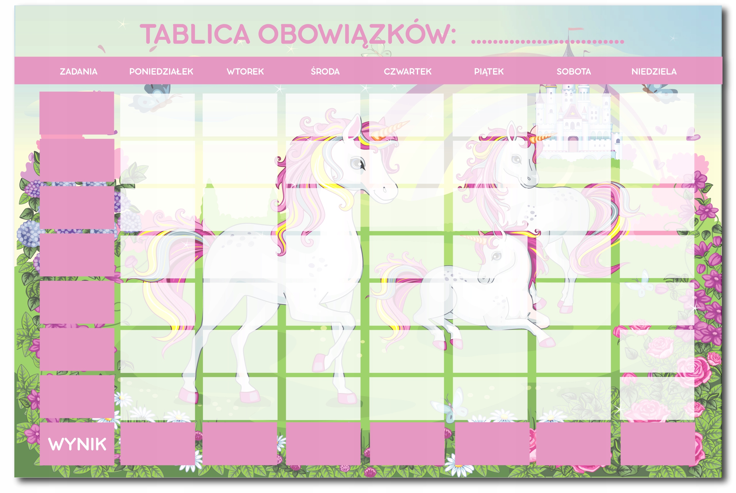 

Tablica magnetyczna, tablica obowiązków Jednorożce