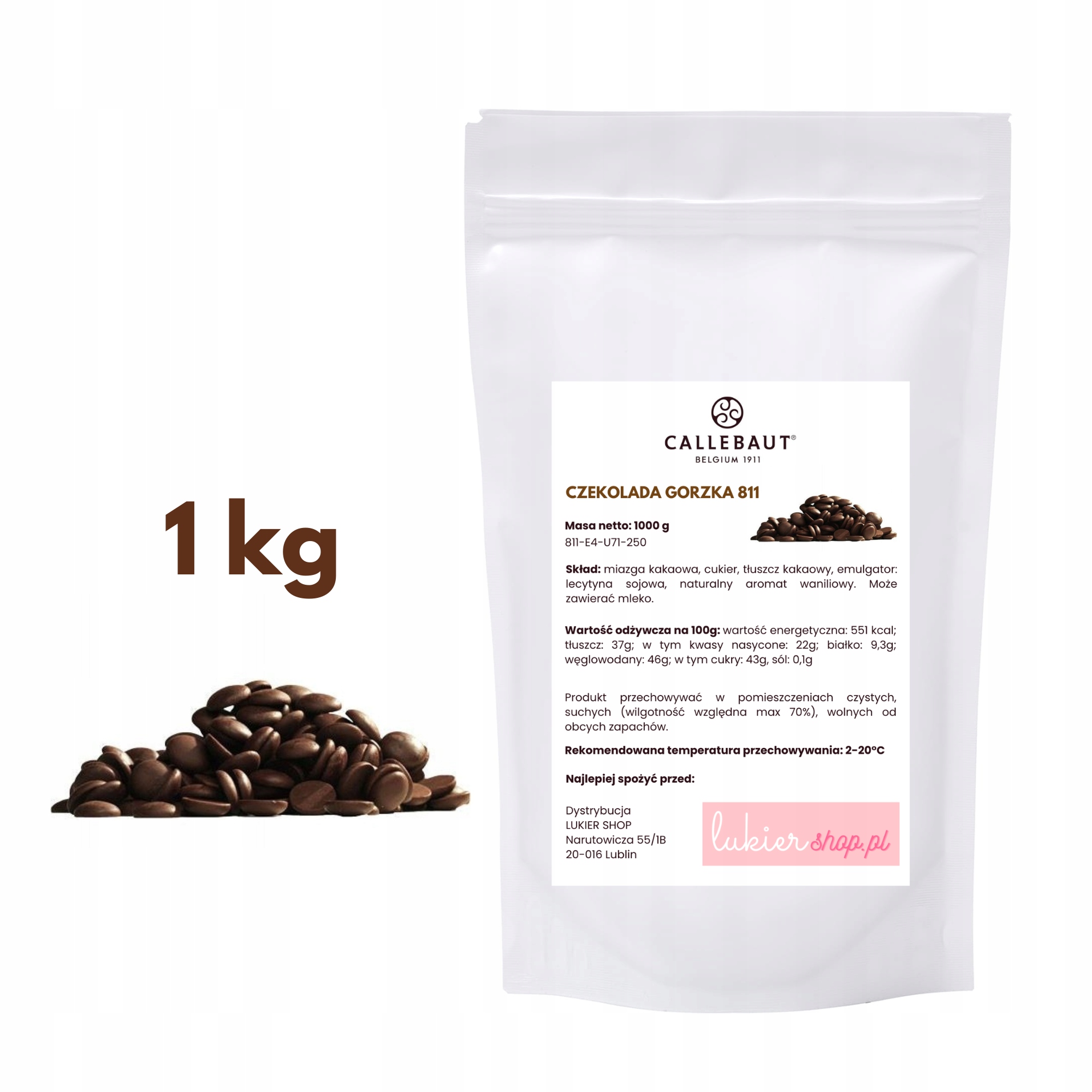 Levně Hořká čokoláda dezertní 811 pro fondue fontány Callebaut 1000 g 1 kg