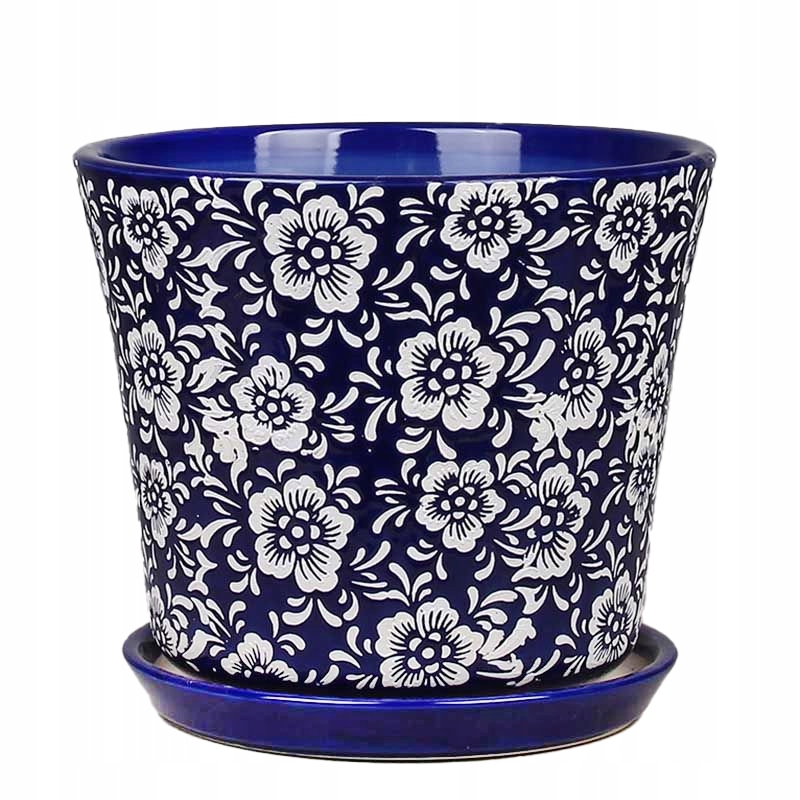 Doniczka Ceramiczna Niebieska Rękodzieło Średnica 25CM Wysokość 21,5CM