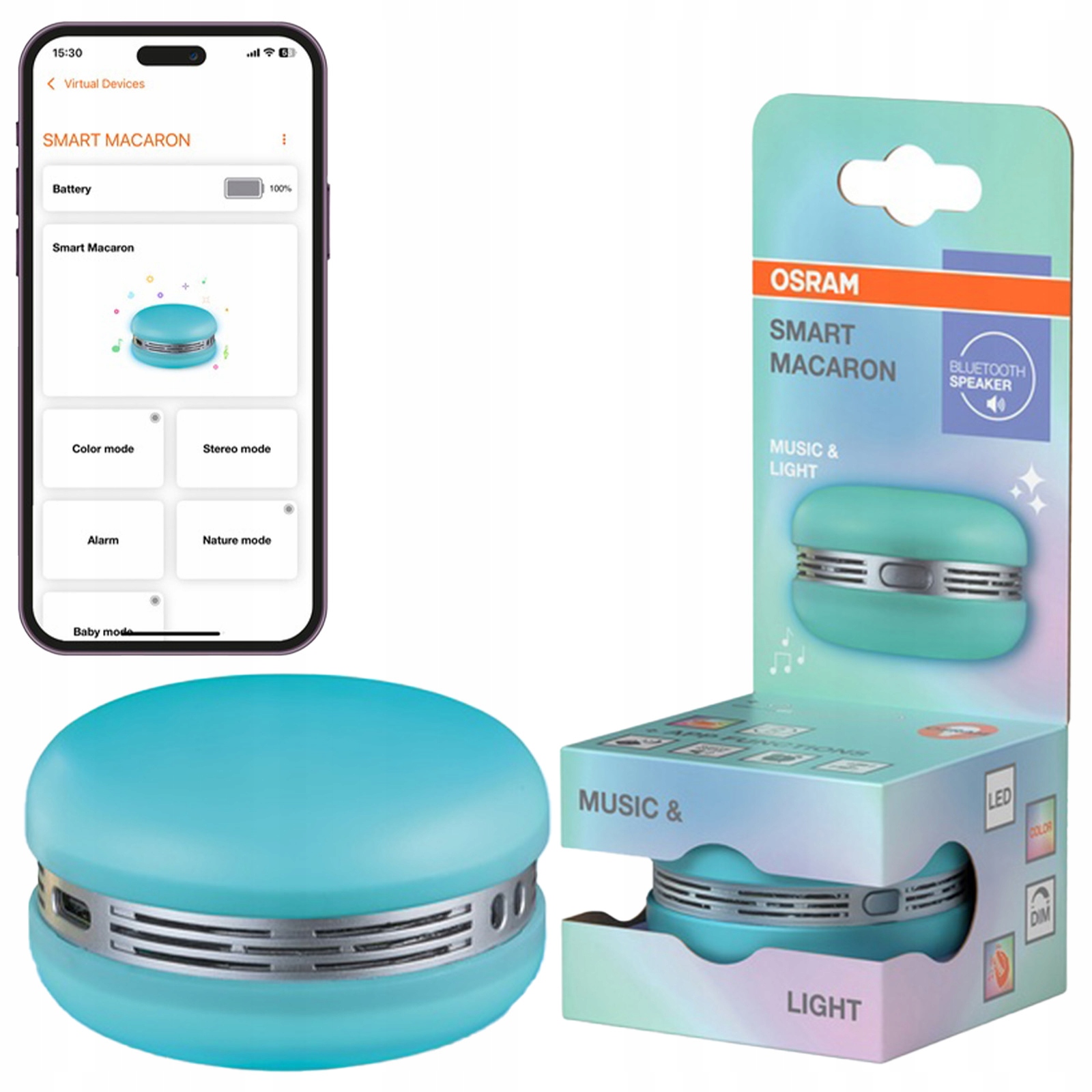 Přenosný reproduktor Lampička 1.75W Rgb Modrá Smart Wifi Macaron Osram
