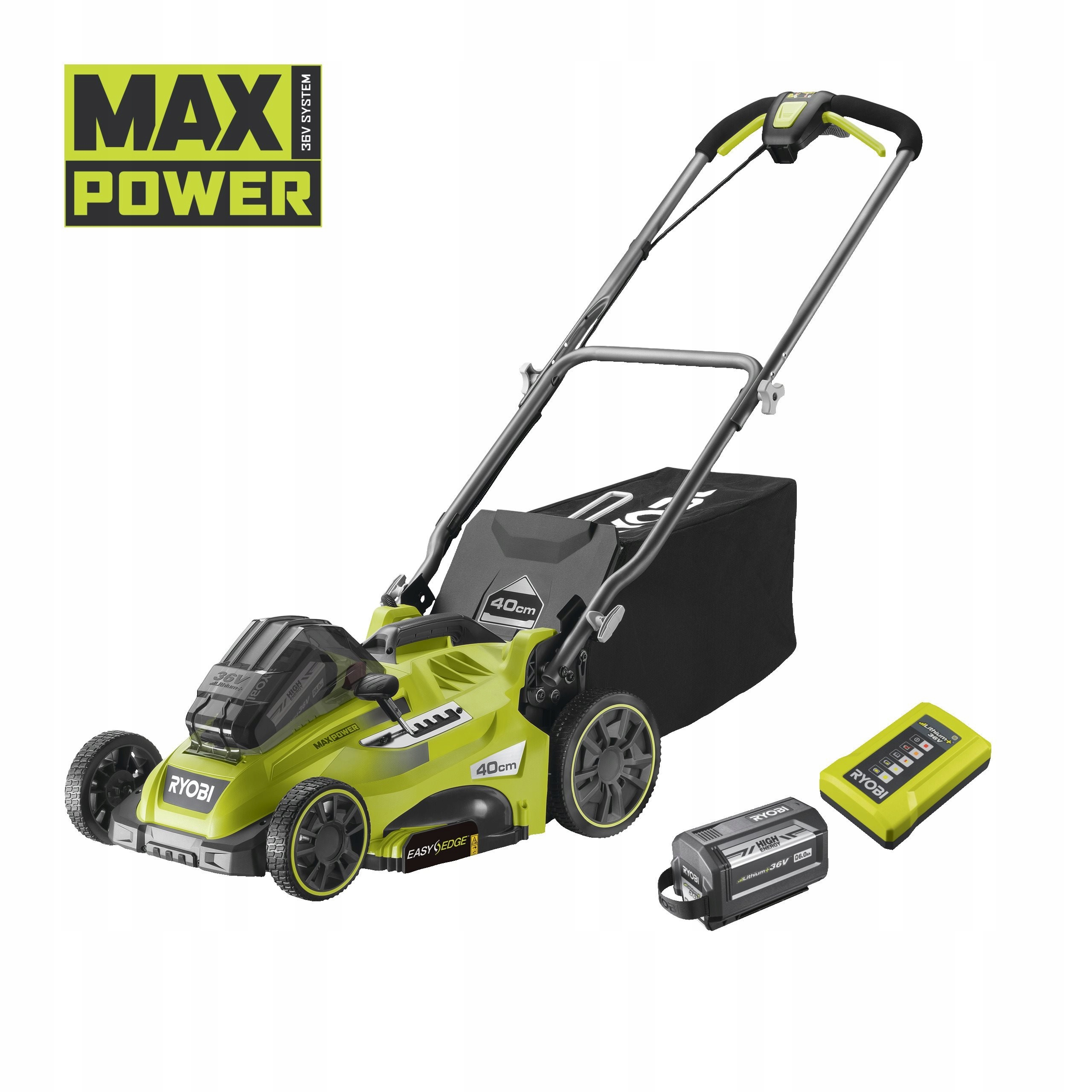 Ryobi RLM36X41H60PG 36V bezuhlíková kosačka na trávu s Power Assist šírka z