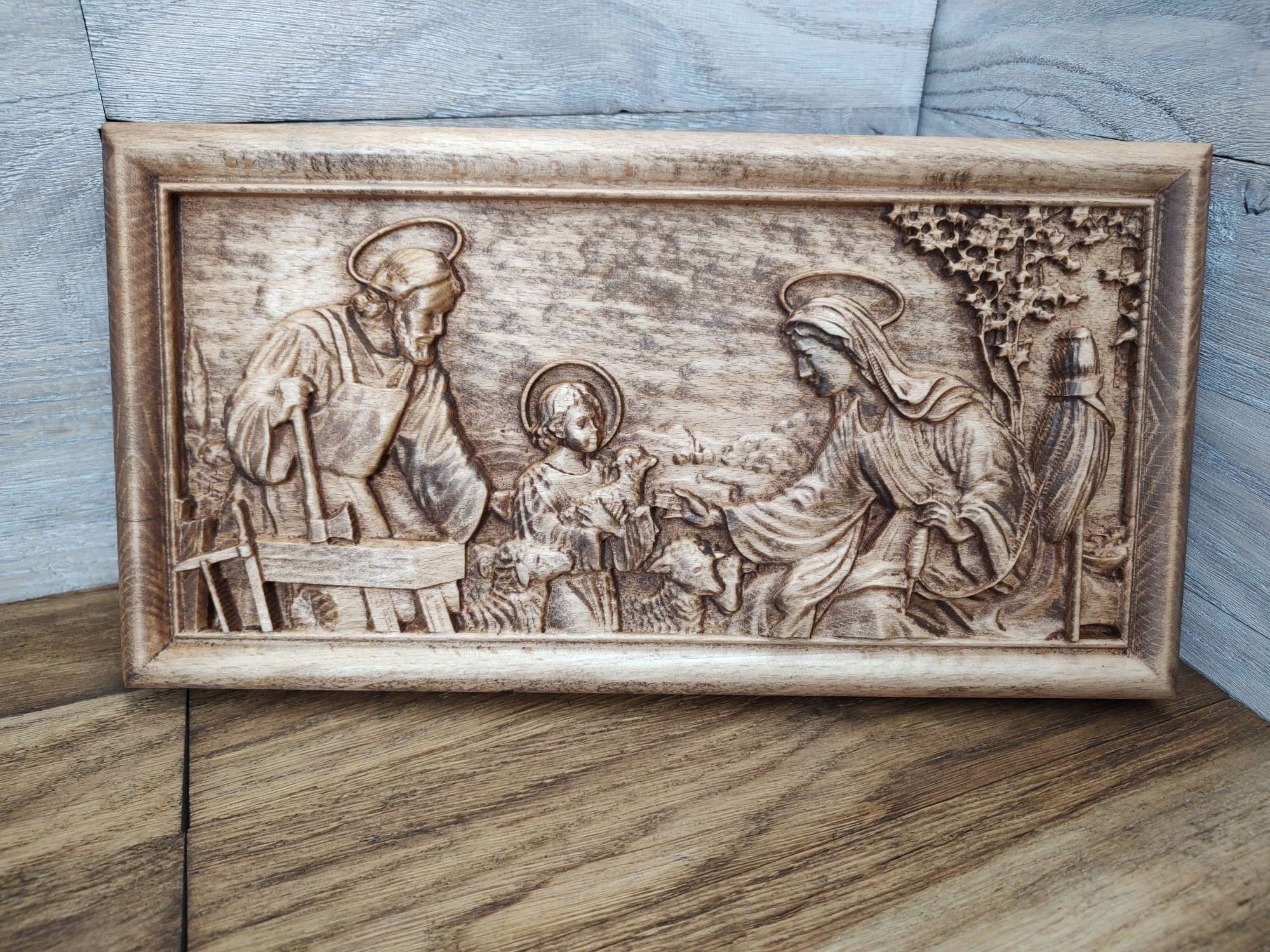 Dřevěný obraz Svatá rodina VI dárek 30 cm