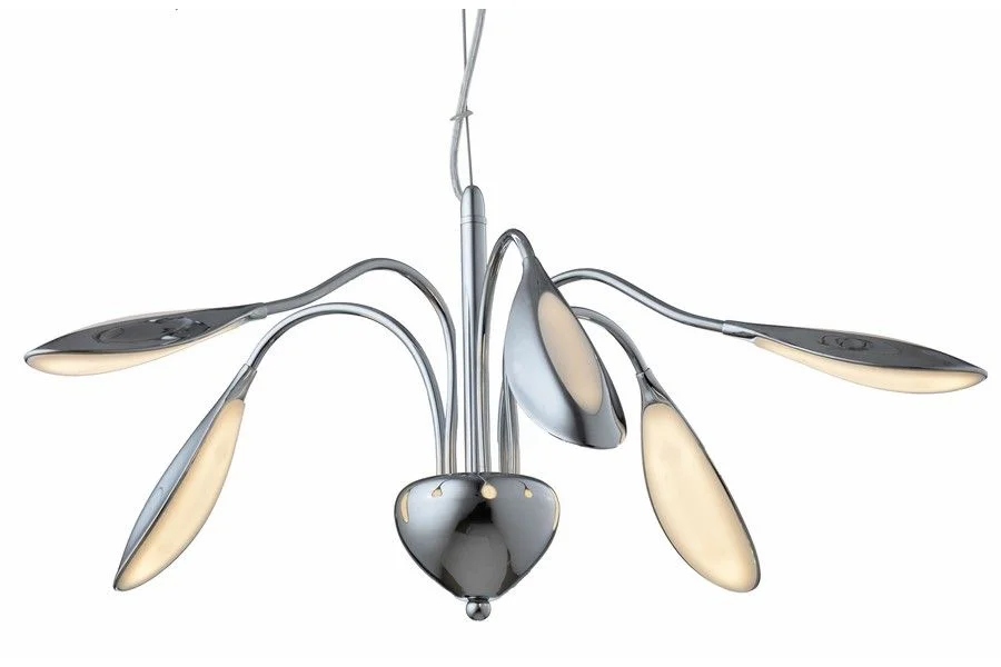 Závesná lampa Led luster moderný chróm 5 bodov do obývačky 3000K Reality
