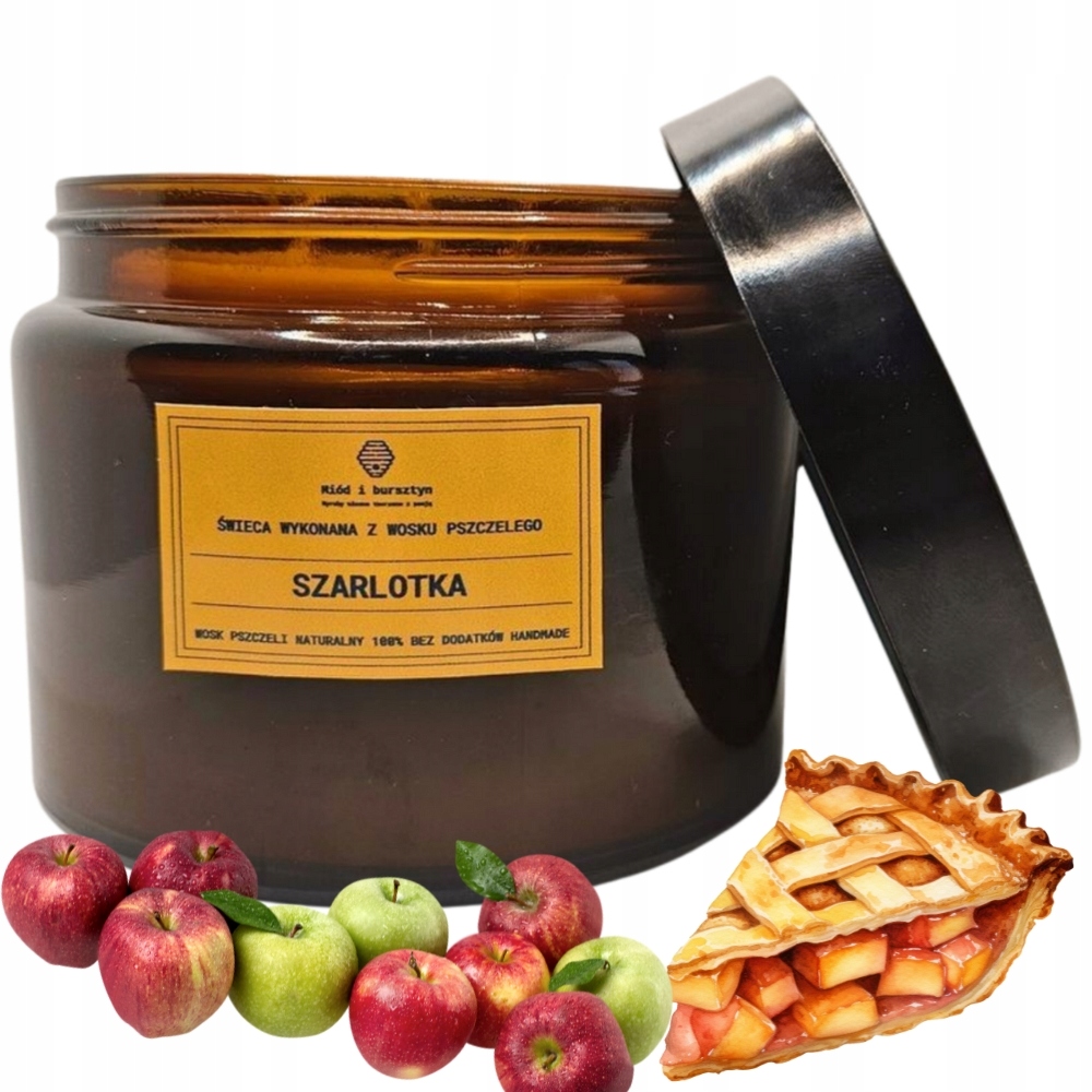 Bio Vonná svíčka ve sklenici z včelího vosku s vůní Šarlotky 500 ml