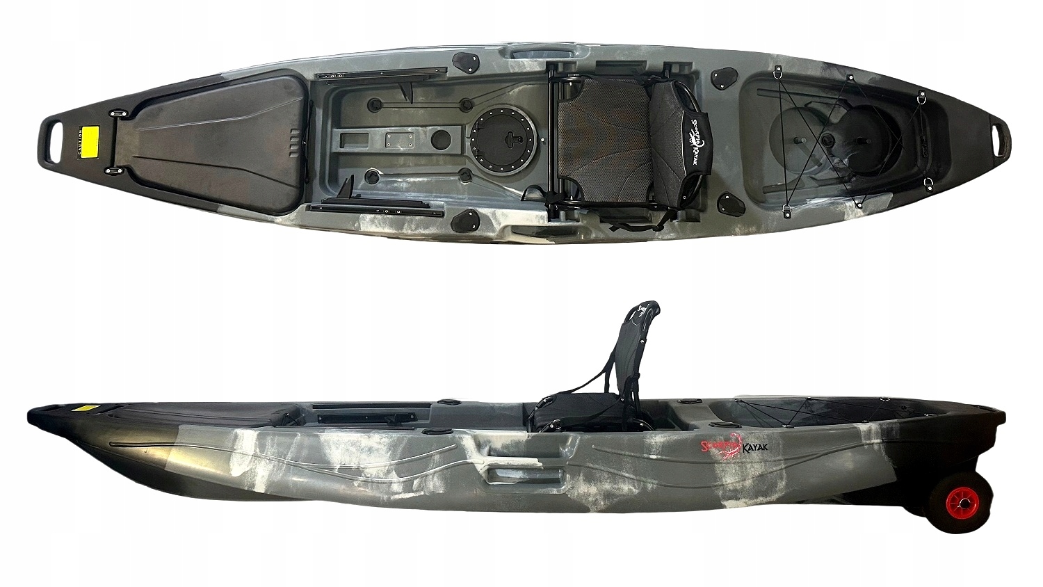 Stabilny Kajak Wędkarski Z Ramowym Siedzeniem Mayfly 12 Z Kołami