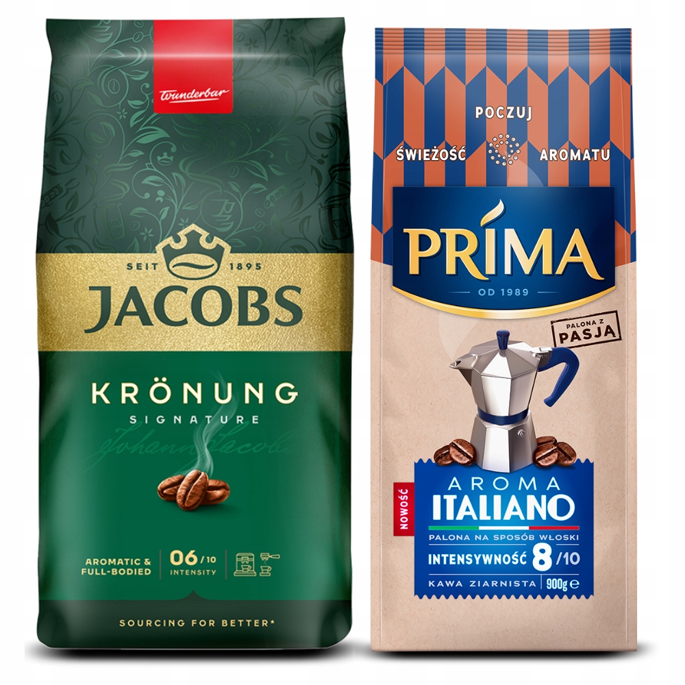 Kawa ziarnista Jacobs Krönung 1kg Prima Aroma Italiano 900g