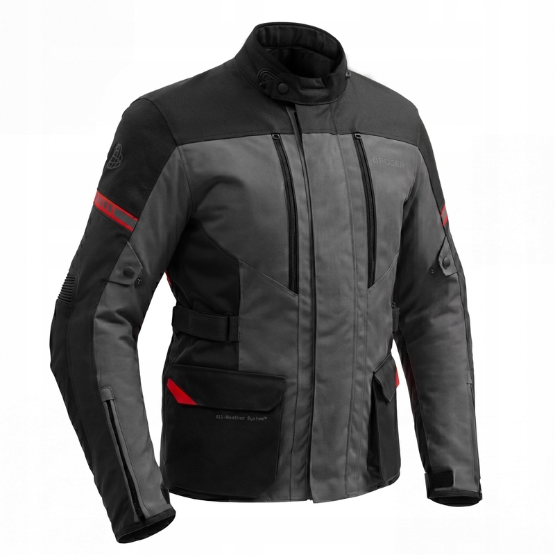 Textilná Motocyklová Bunda Broger Overland Black Dark Grey Red (3XL)
