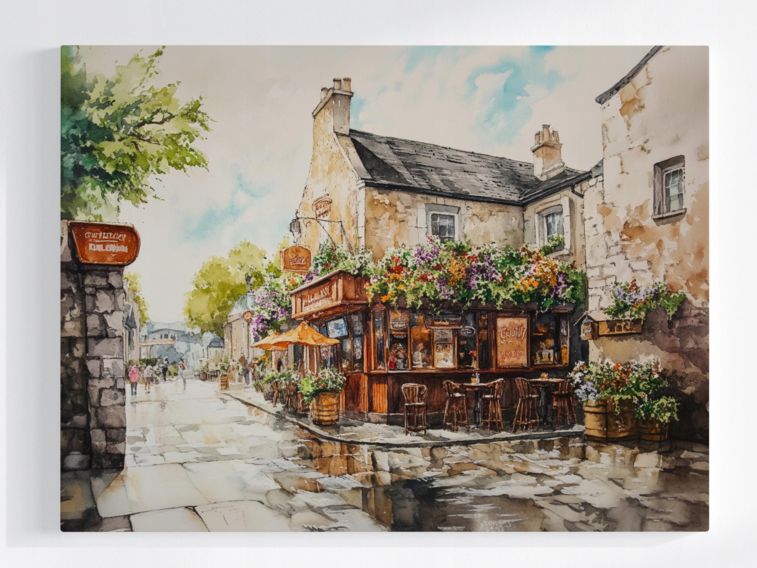 Obraz Na Plátně Canvas Město Ulice Kamínky Hospoda Kavárna Hospůdka 100x75
