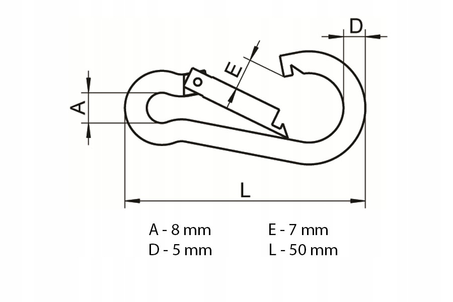 Nierdzewny karabińczyk 5 x 50 INOX 316 Kod producenta 2044/5X50/A4