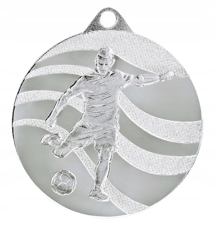 MDX211-S-zestaw 10szt Medal stalowy Piłka Nożna kolor srebrny, R-50mm