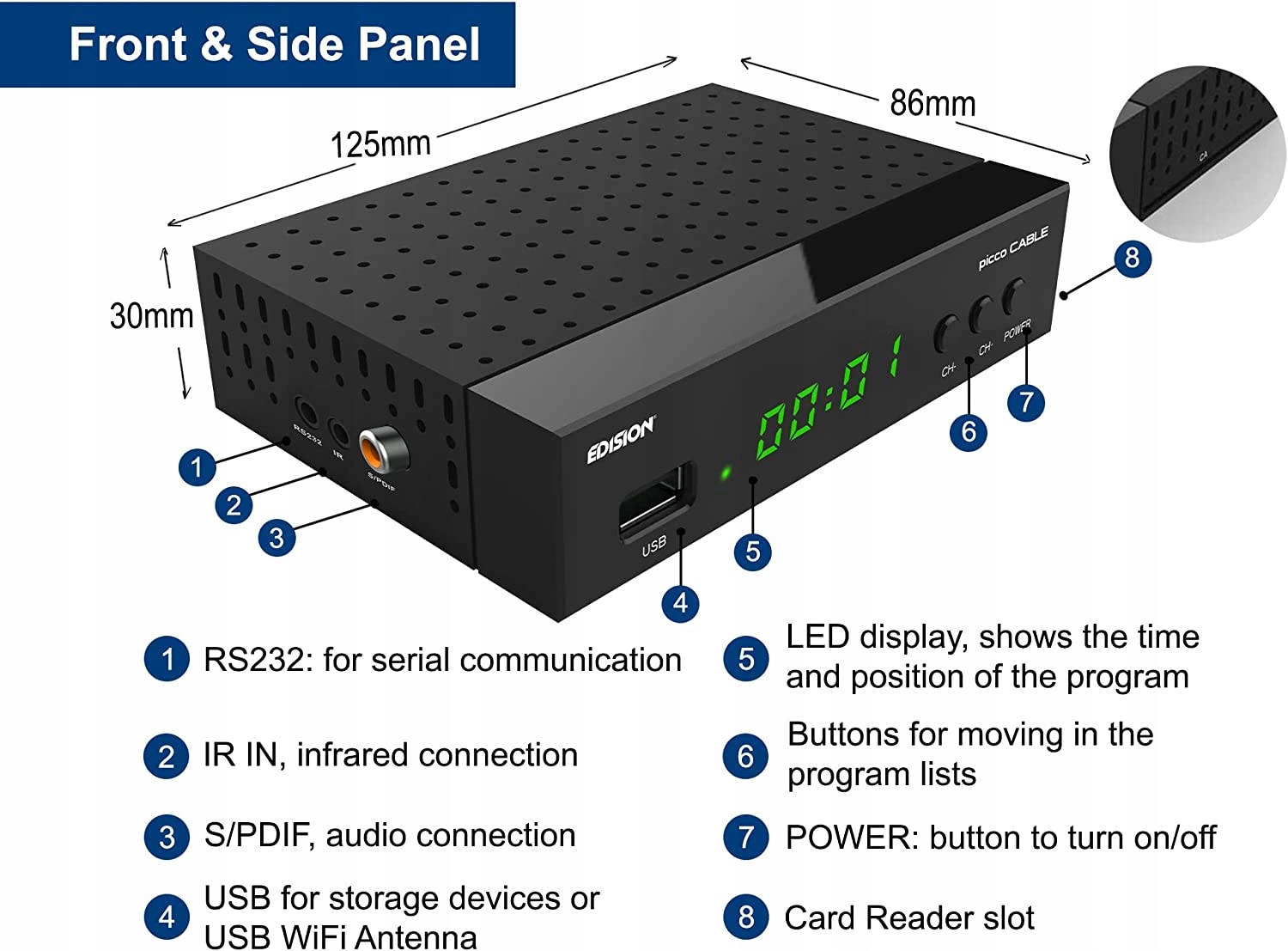 Tuner DVB-C Edision picco cable Full HD DVB-C LAN EAN (GTIN) 5200378400609