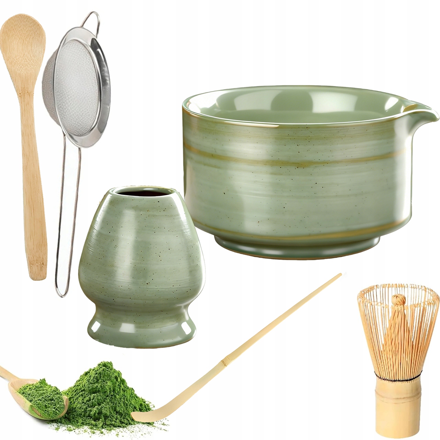 Levně Bambusový Set Na Čaj Matchy Chashaku Šlehací Metla Lžíce 6 Ks