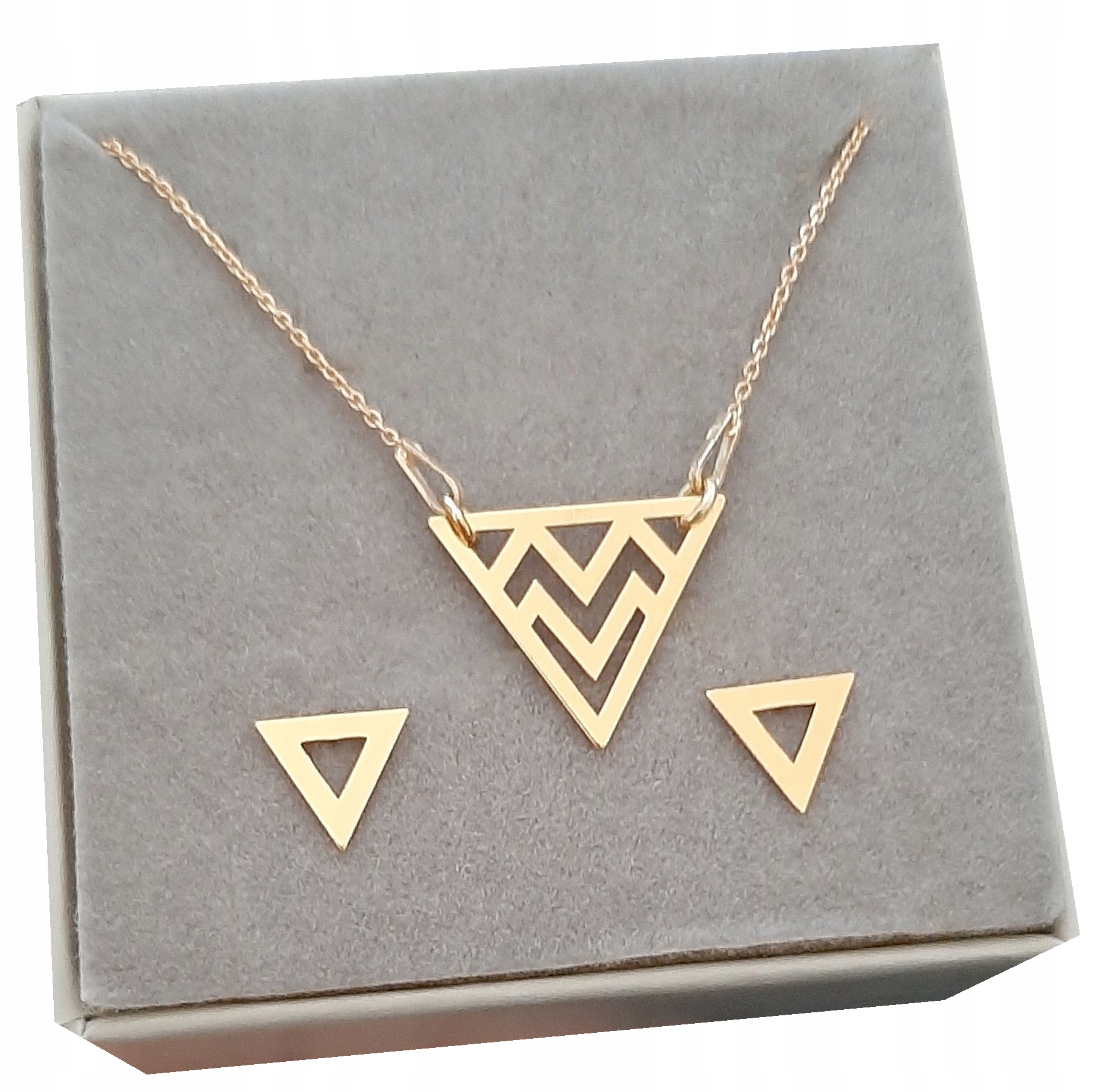 

Złoty Komplet Celebrytka z trójkątem srebro 925