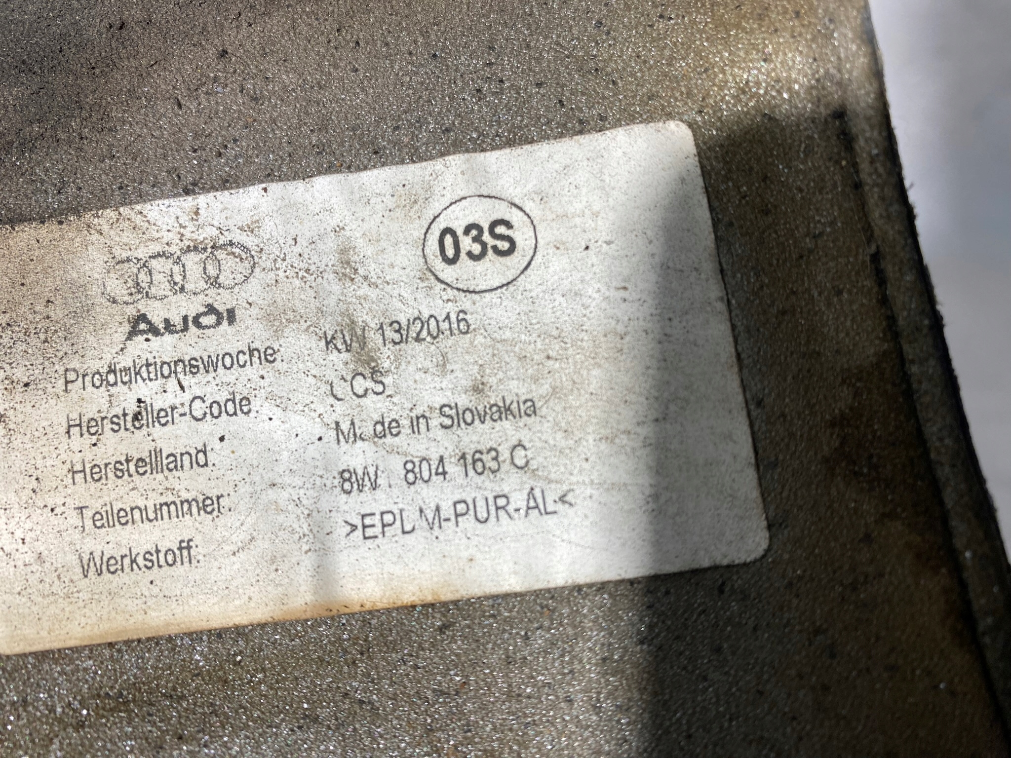 AUDI A4 B9 Blende Abdeckung TERMICZNA 8W1804163C