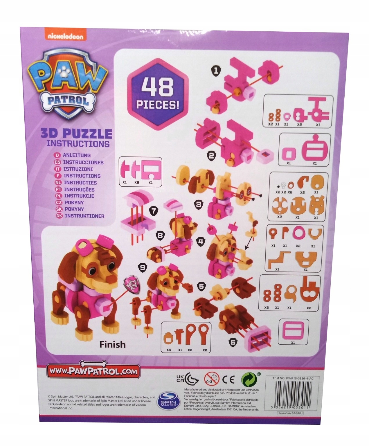 PSI PATROL PUZZLE 3D SKYE 48elementów Bohater Psi Patrol