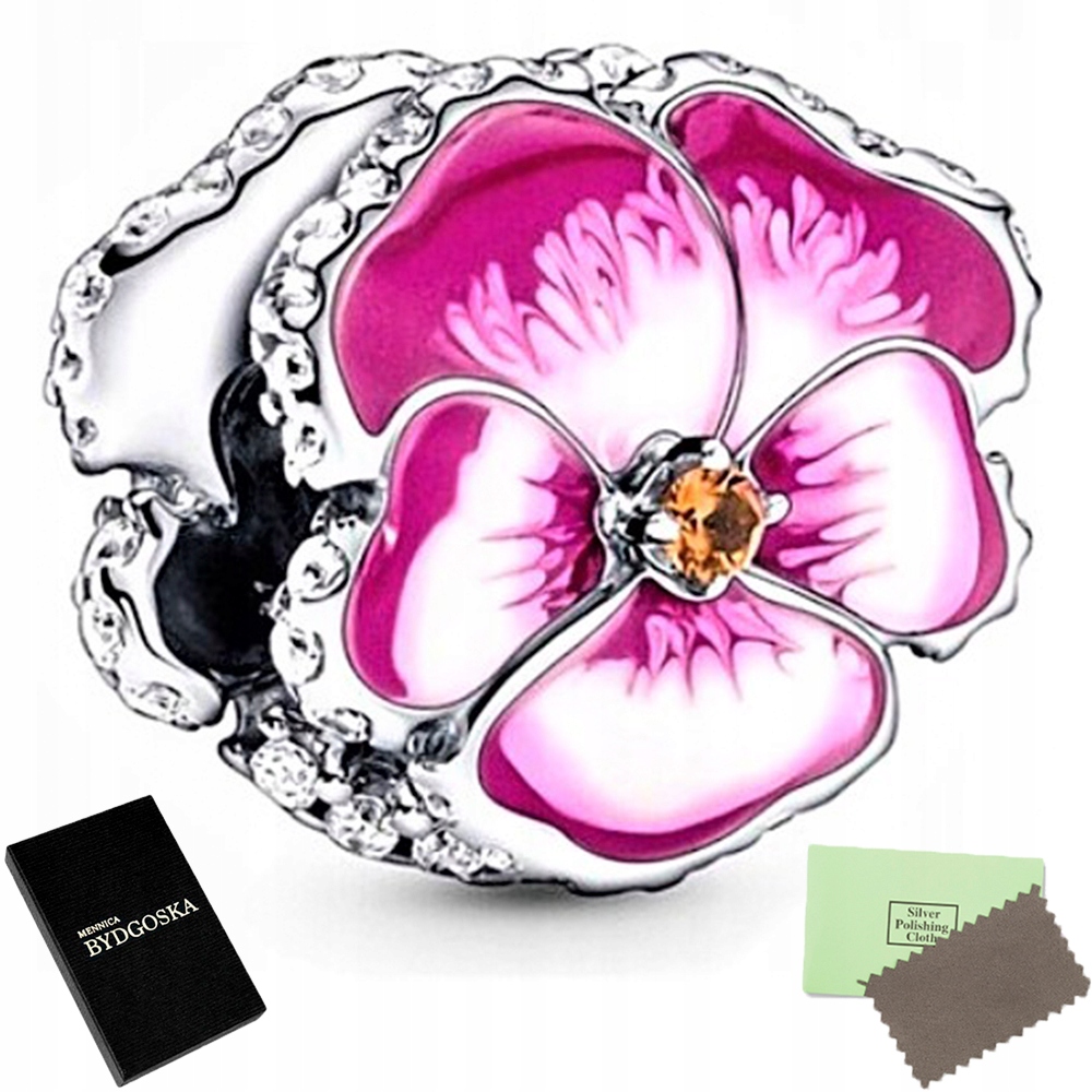 

Charms Srebro Bratek Różowy Kwiat Zawieszka Beads