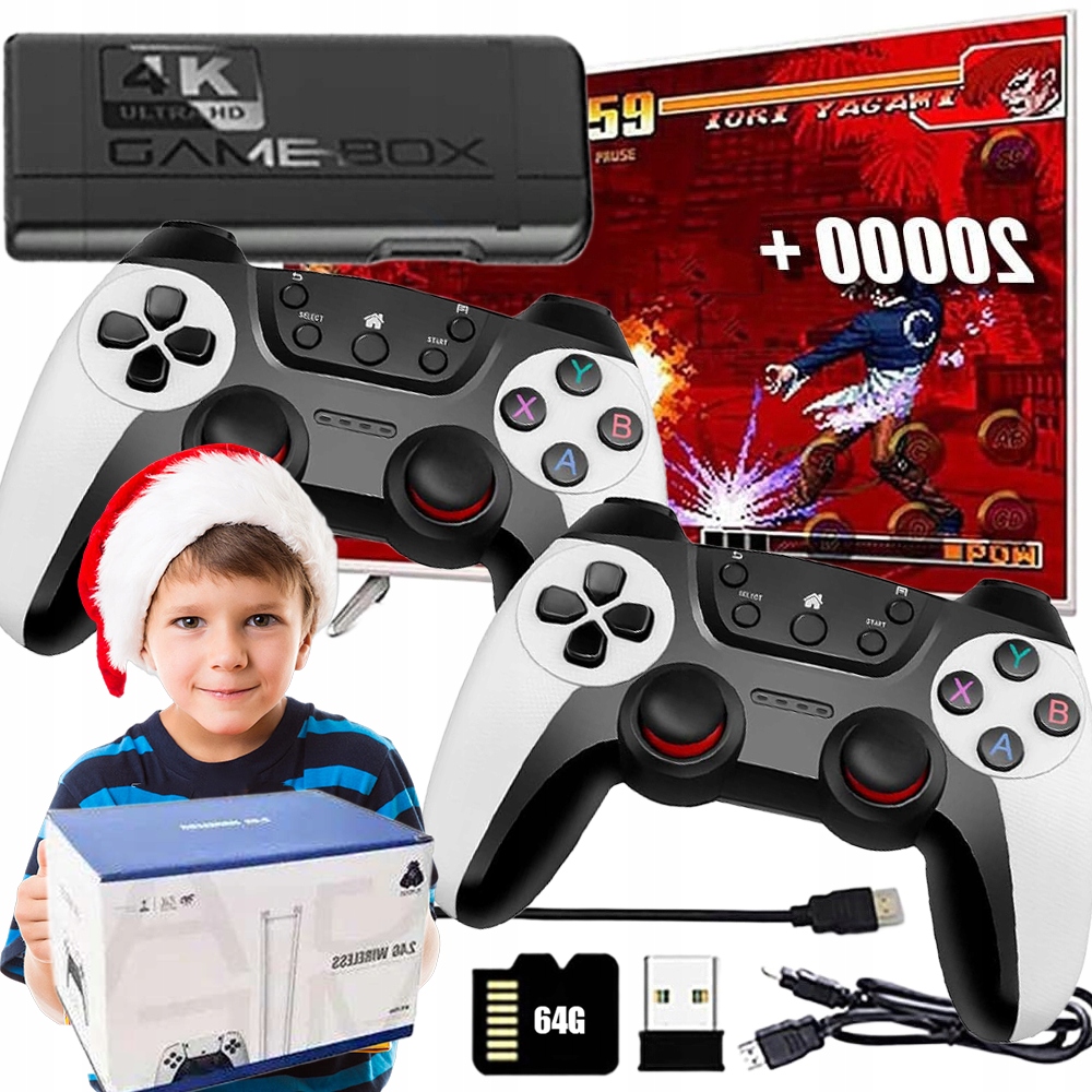 Konsola Retro 30 000 Gier Tv Gra Telewizyjna 2 Pady Karta 64GB