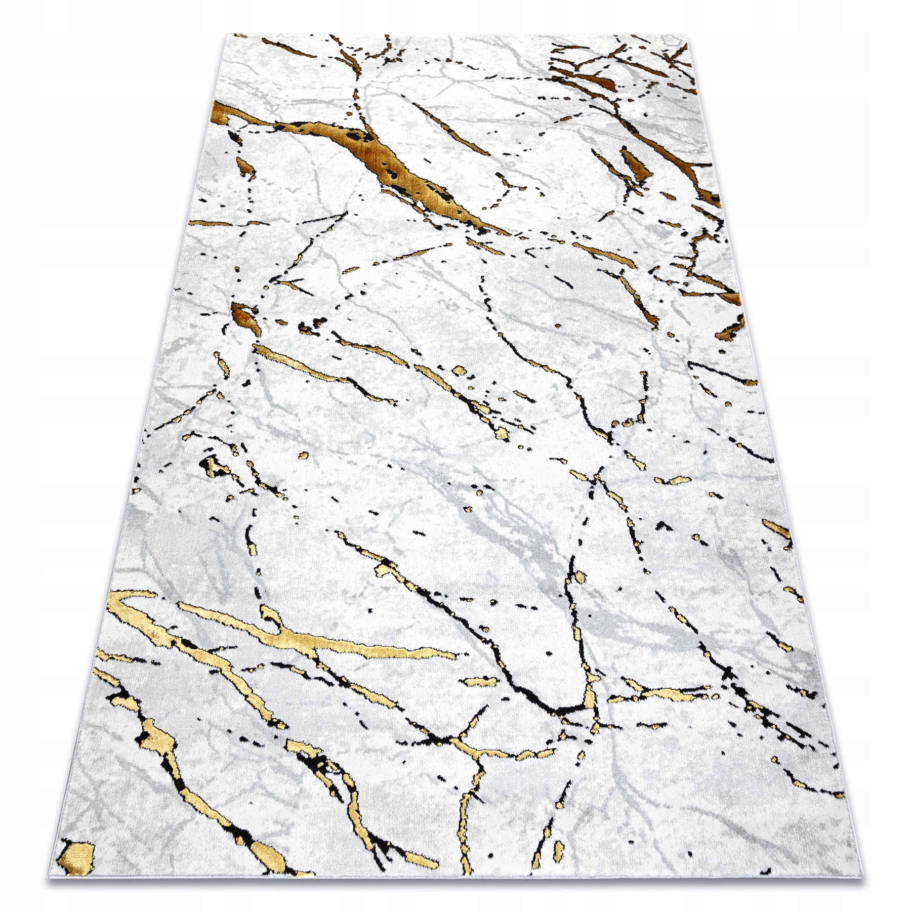 Dywan Glamour Strukturalny Dwupoziomowy Marmur biały/złoty 160x220 cm