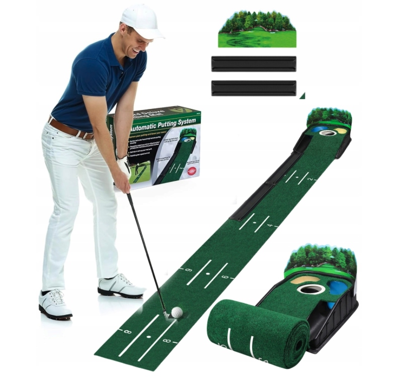 Golfová Podložka 290 CM Automatický Návrat Míče Trénink Doma V Kanceláři
