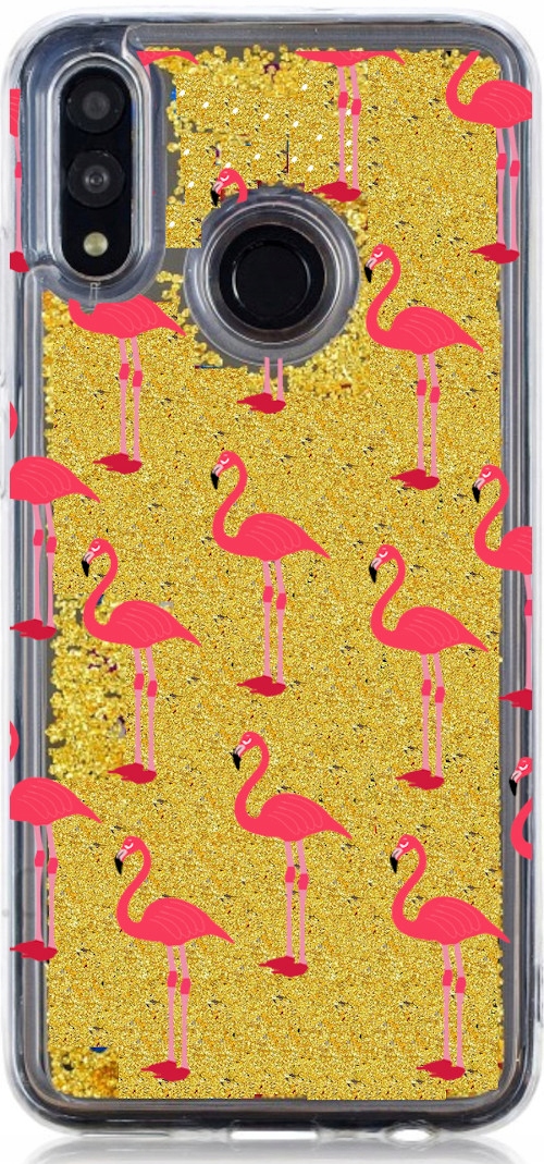 

Etui płynny brokat flamingi do Huawei P Smart 2019