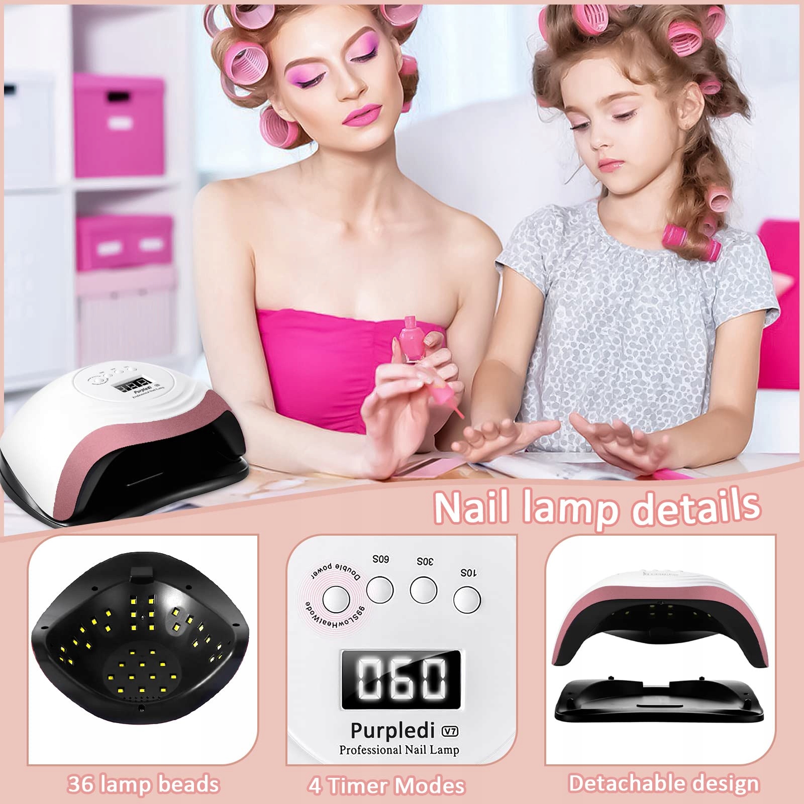 PURPLEDI Lampa UV LED 168W Do Paznokci Z Czujnikiem I Wyświetlaczem LCD — miniatura 7