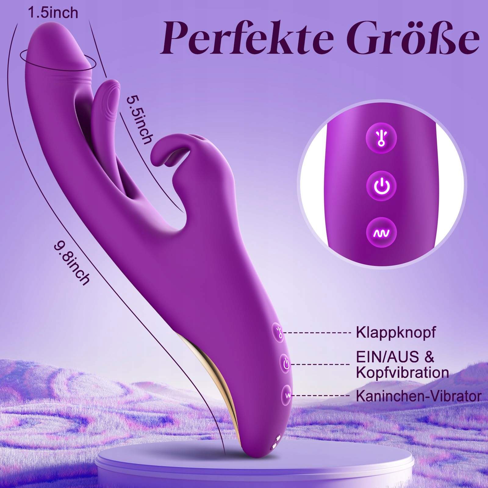 RABBIT VIBRATOR Dildo 3w1 Stymulator G Punkt 9 Trybów Wibracji i Lizać — miniatura 5