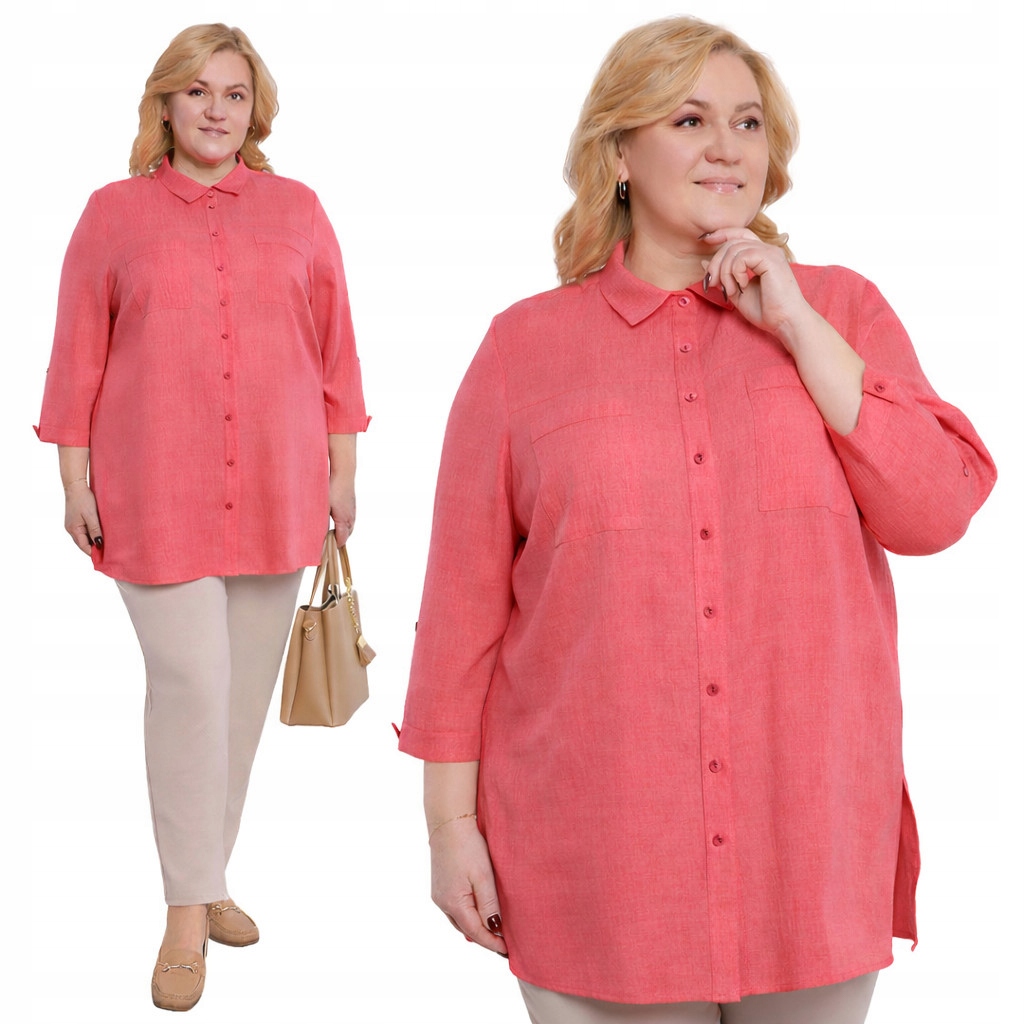 Růžová košile s kapsou plus size velikost 54