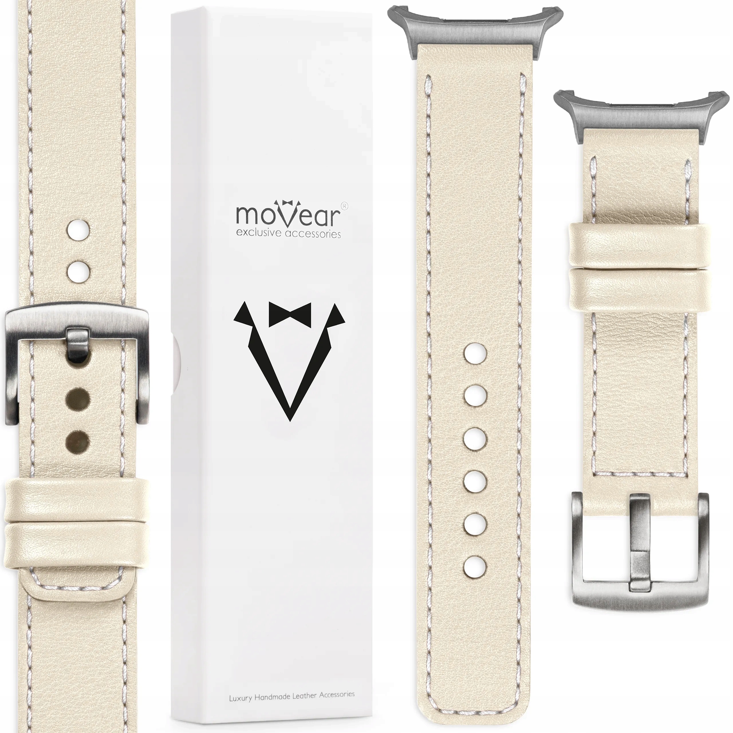 Pásek pro Samsung Galaxy Watch Ultra 22 mm béžový prémiový kožený Movear