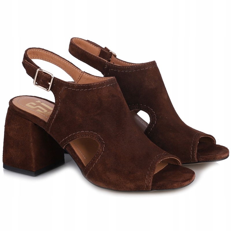 Dámské sandály na podpatku Simen 8449A K.w.bronz čokoládové Kůže VEL.40