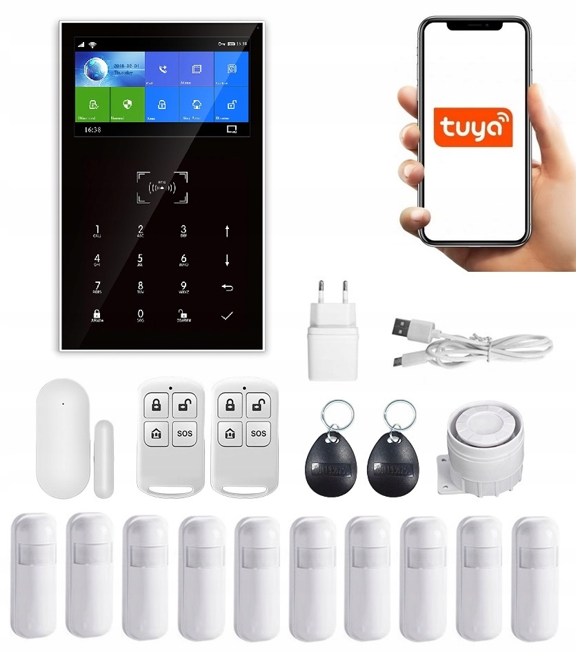 Bezdrôtový LCD Alarm 4.3" Gsm WiFi Tuya Smart V Poľštine 10xPIR