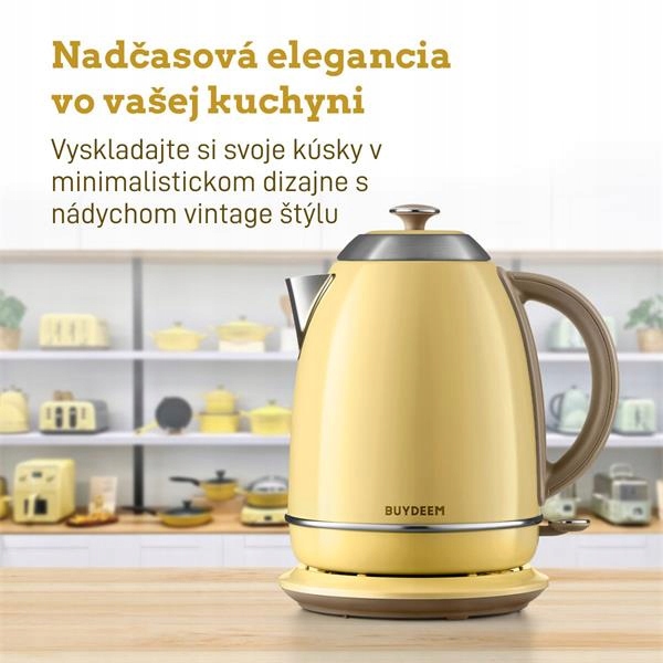 Buydeem Varná kanvica, model K640, farba jemná žltá, Eu K640E-MY/EU