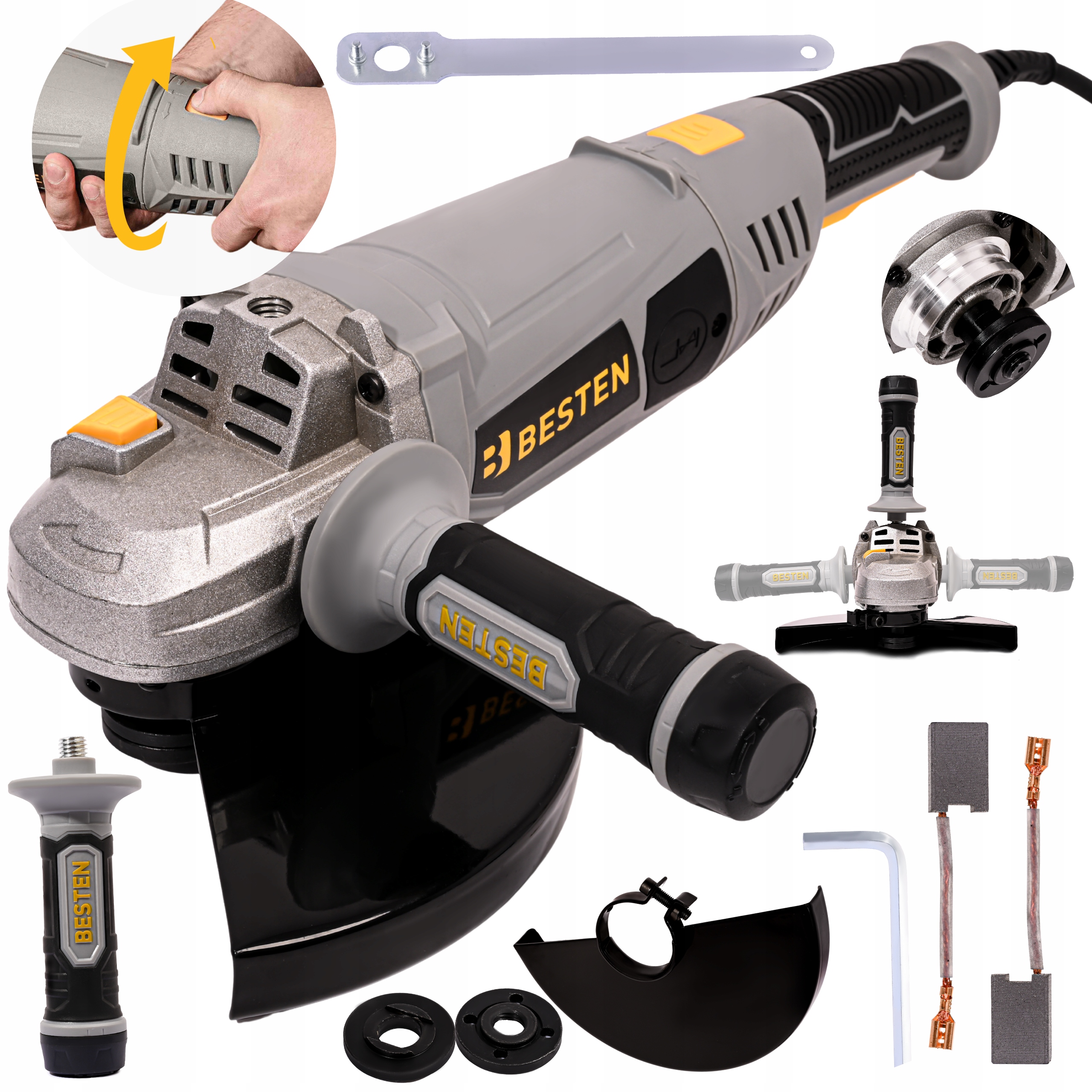 Úhlová Bruska 230 mm Velký Diax Bruska 2400 W Pomalý start Silná regulace