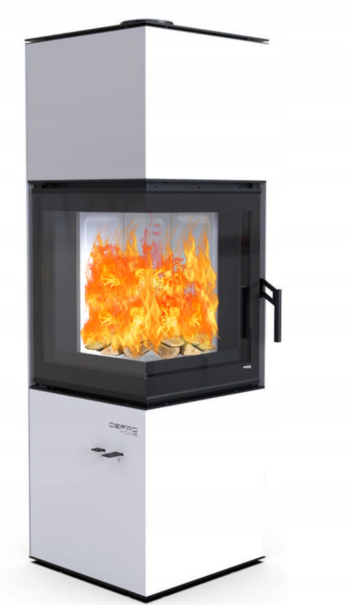 Piecyk wolnostojący Defro Quadroom Biały 9,6 kW koza kominek na drewno