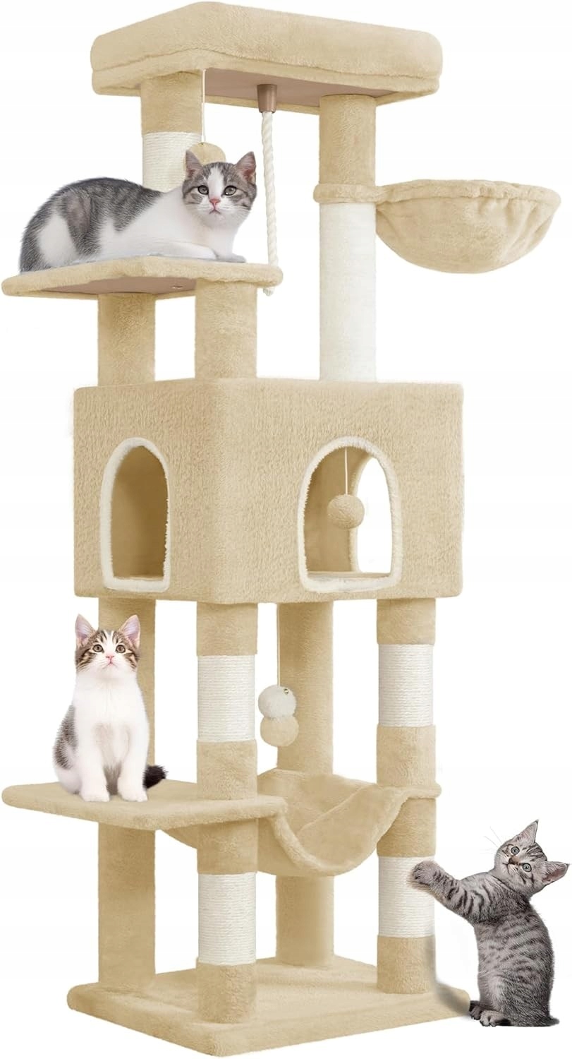 Levně Škrabadlo Pro Kočky Sloupek na škrábání Závěsná Hračka Domeček Pro Kočky