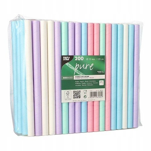 

Słomki papierowe Bubble Tea 12mm 20cm 200szt