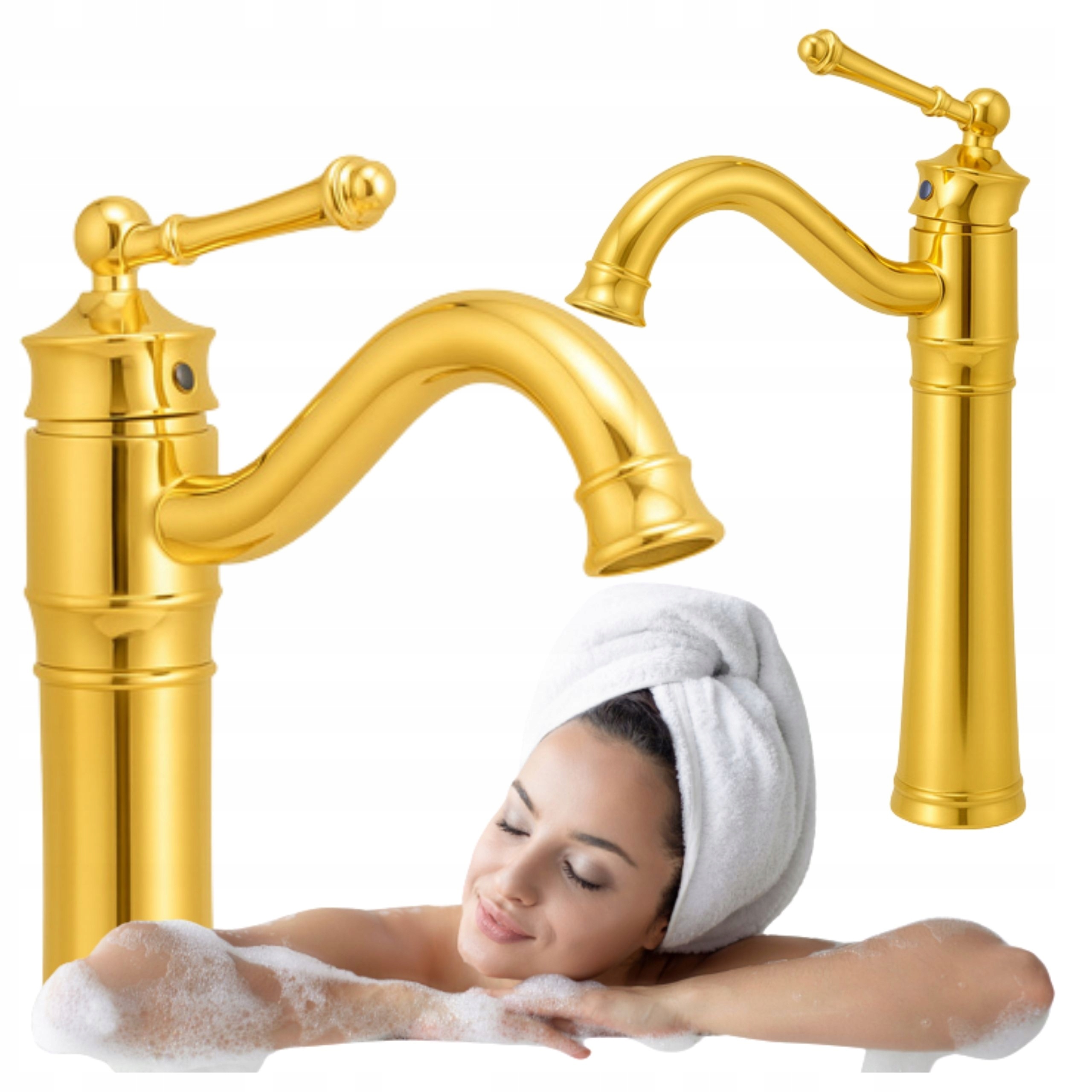 Stojánková Umyvadlová Baterie Adelita Zlatá Vysoká Retro Perlátor