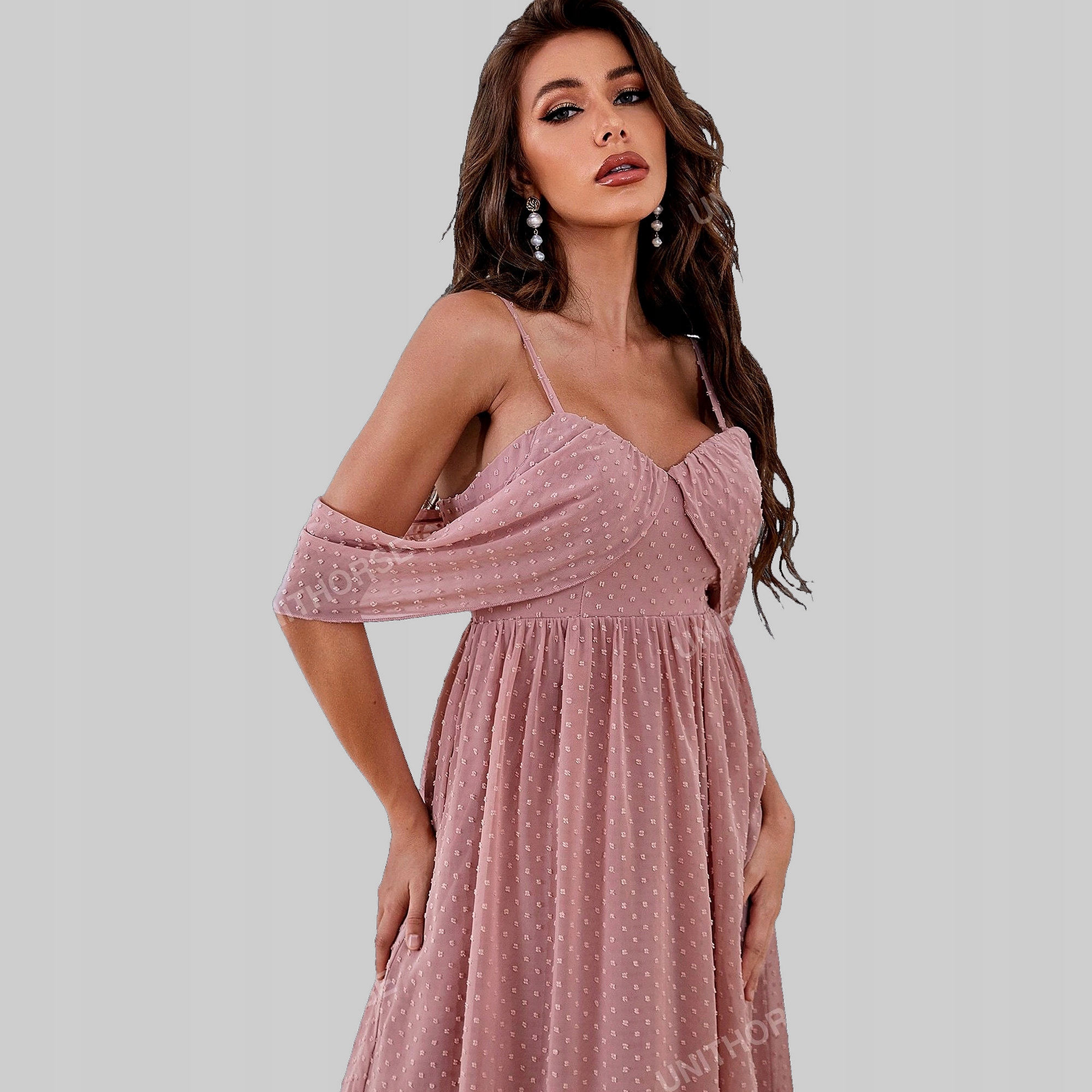 Šaty Večerní Šifonové Plumeti Dusty Pink Shein S 36