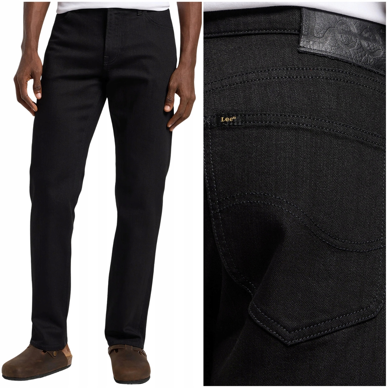 Lee West regular straight Black černé jednoduché džínové kalhoty W32 L34