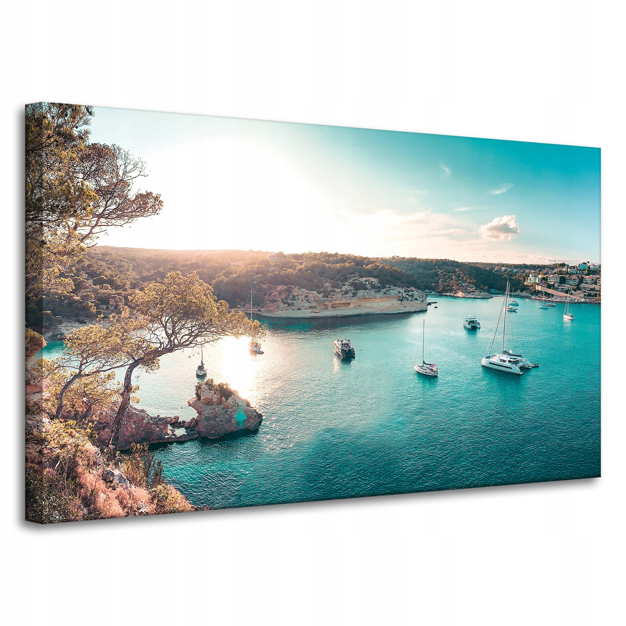 Obraz na plátně Voda v záři Slunce Lodě Skály 100x60 cm