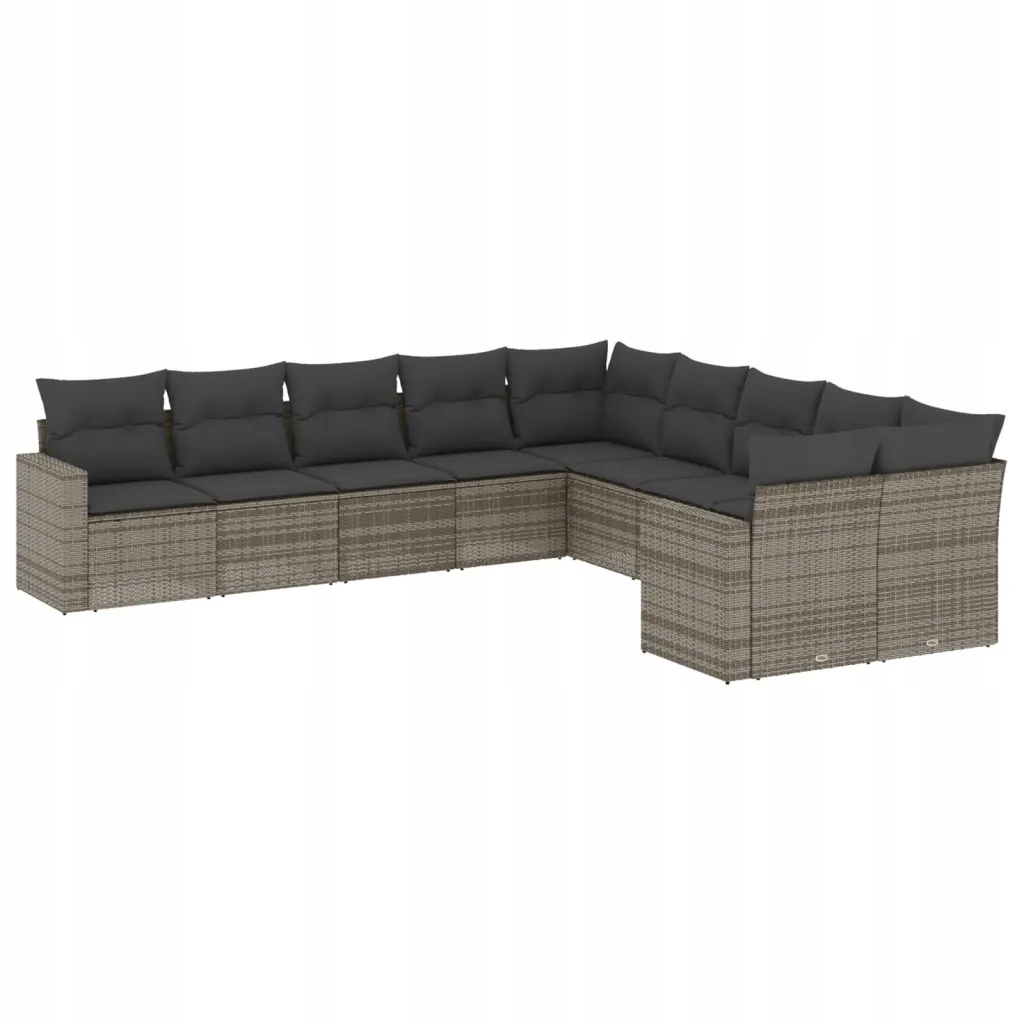 Set zahradního nábytku technorattan vidaXL šedý 10 el.