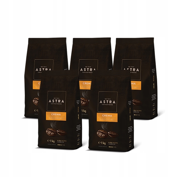 Zestaw 5x Kawa Astra Łagodna Crema ziarnista 1kg
