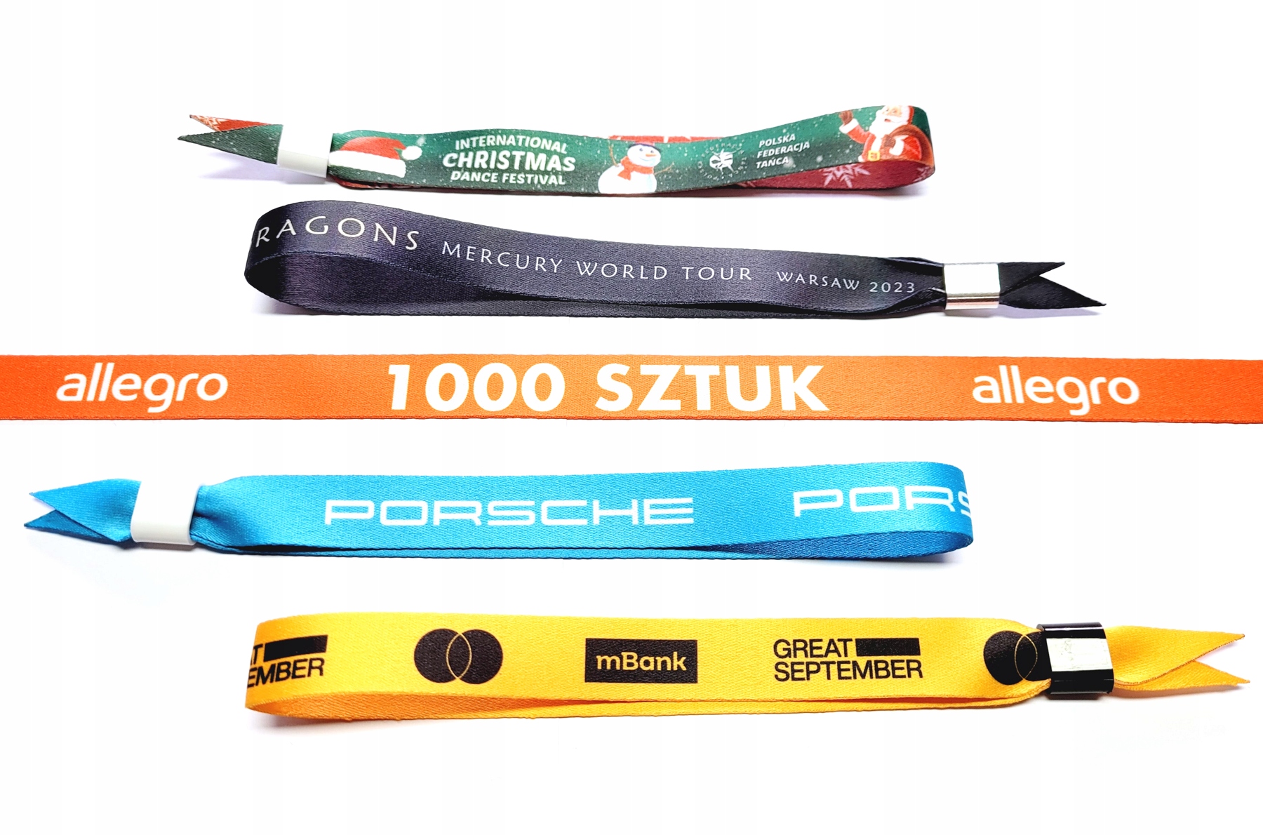 Opaski na rękę materiałowe KONCERTOWE z nadrukiem FULL COLOR