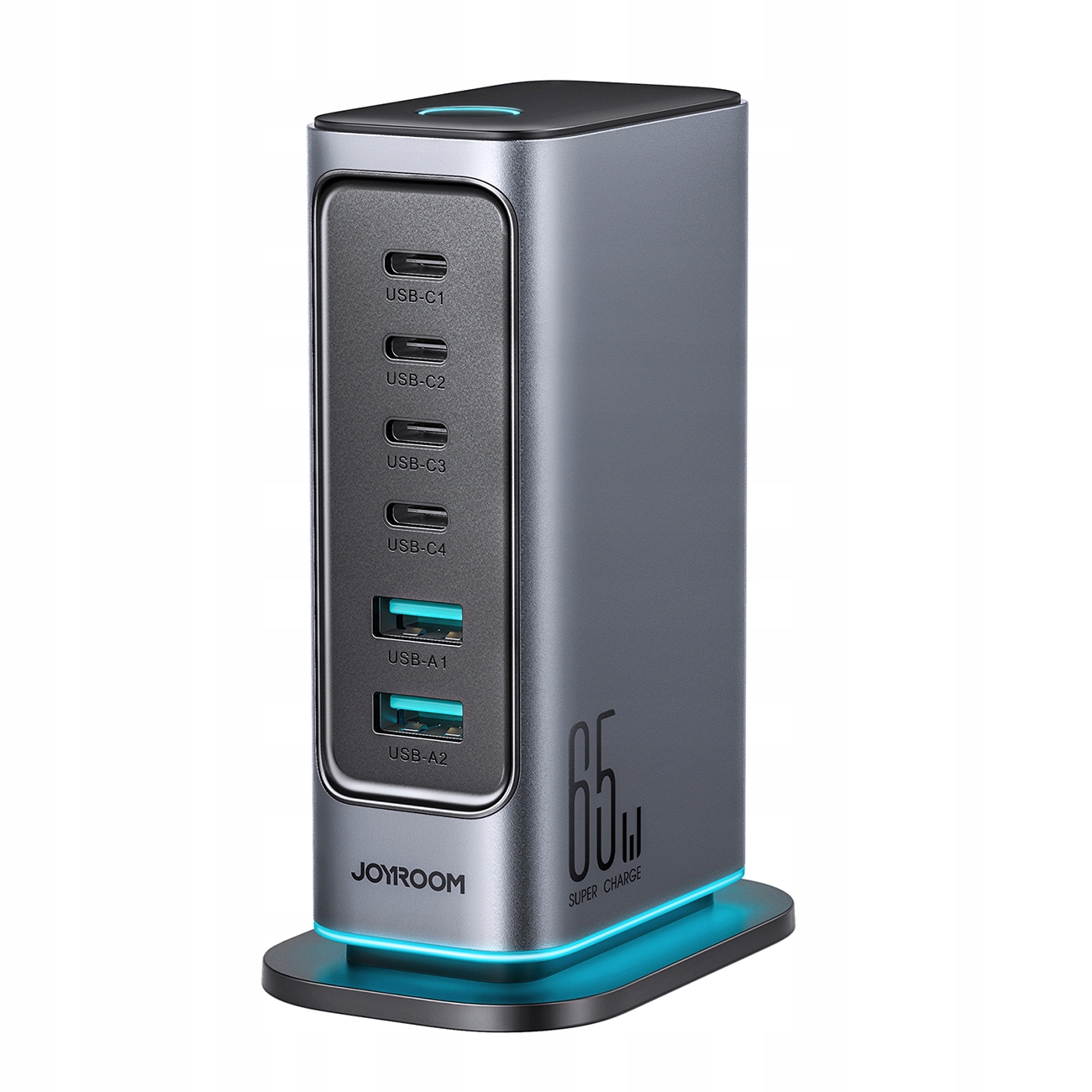 Víceportová nabíjecí stanice GaN 65W Eu 4x Usb-c 2x Usb-a tmavě šedá