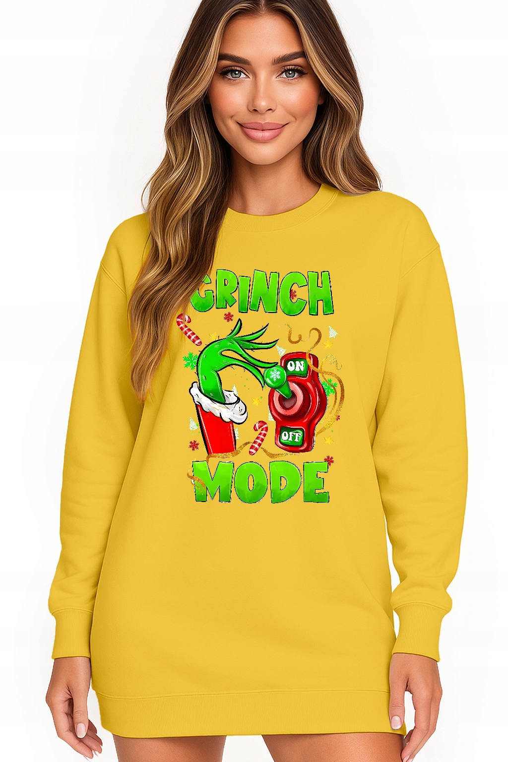 Mikina Vánoční Oversize Šaty Grinch Mode On Dárek Vánoce XXL