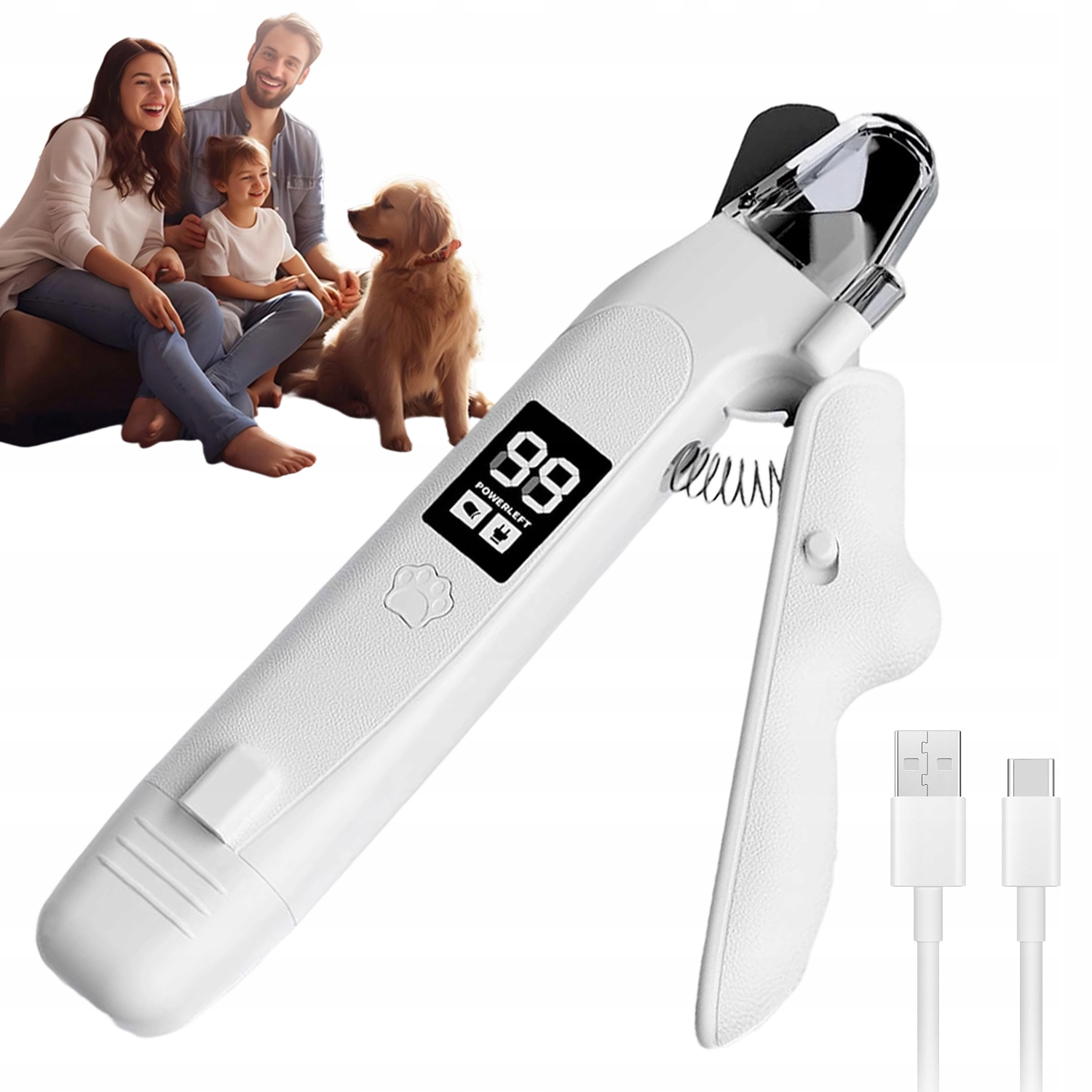 Levně Elektrický Odstřihovač Drápků Pro Psa Kočku S Led Pilníkem Usb Nabíjení