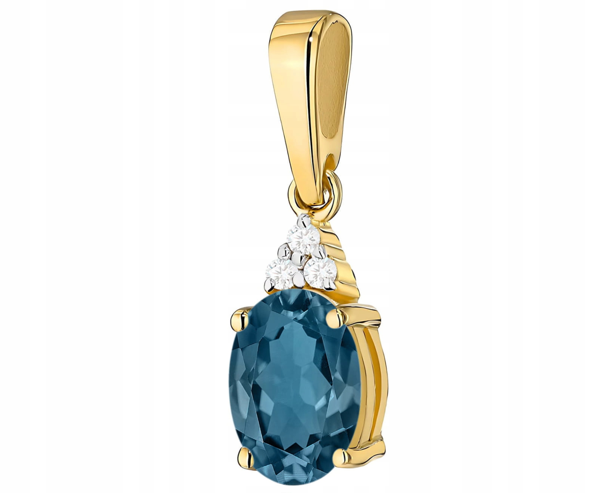 Zlatý Přívěsek S Briliantem A Přírodním Kamenem Topaz London Blue 585